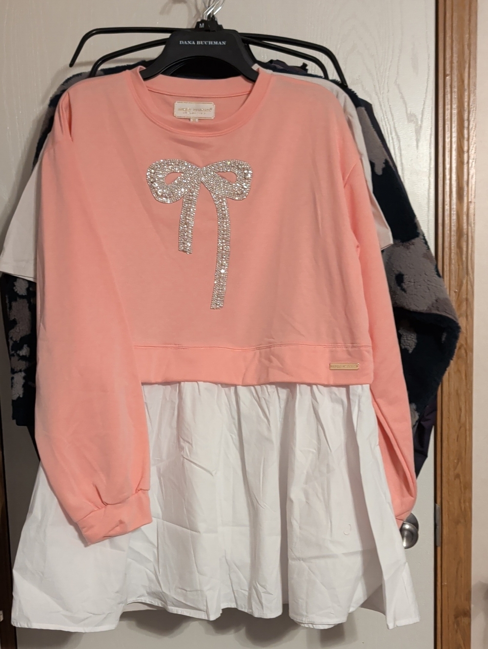 Simply Southern Pink Sweatshirt Tunic with Crystal Bow